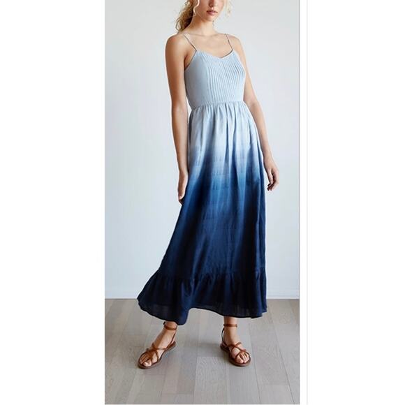 Madewell Dresses & Skirts - Madewell Blue Ombre Dip Dye Pintuck Cami Ruffle Maxi Dress Size 10 (Medium)